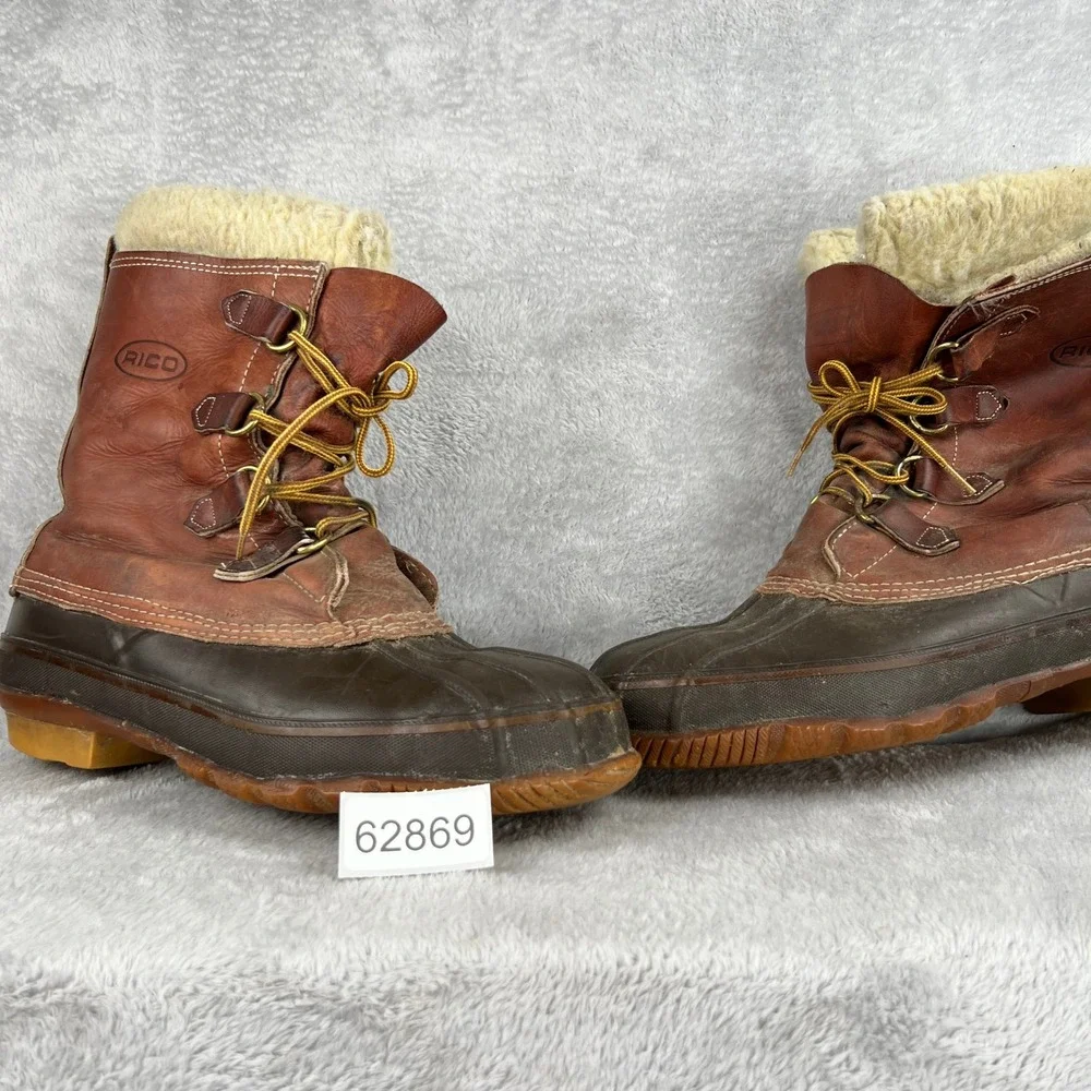 Rico Insulated Leather Duck Boots 11 Brown Men Vintage Winter Work Outdoor Boots